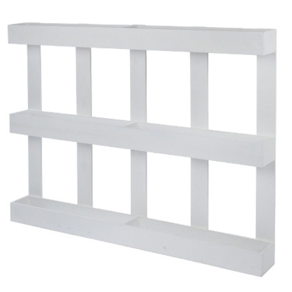 LebensWohnArt Regal Landhaus Paletten-Regal CASA 113cm Shabby-Chic weiss Pflanzregal