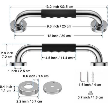 Avisto Haltegriff Haltegriff 2 Stück Set für Badezimmer Edelstahl 30cm für Seniore, Sicherheitsduschstange, bis zu 500 Pfund halten.