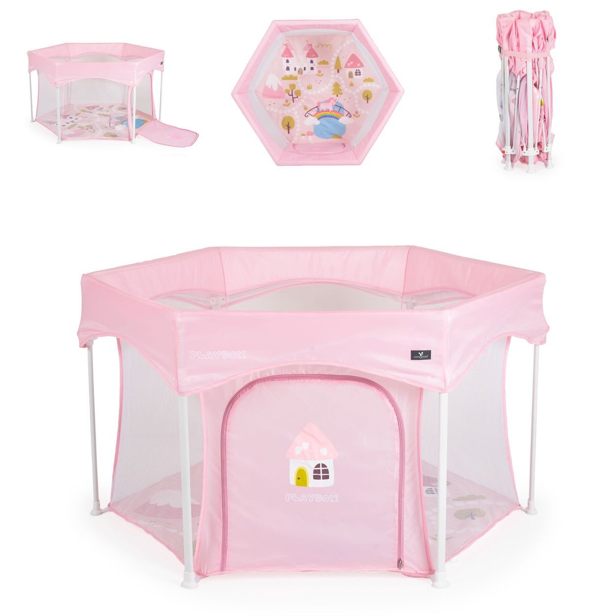 Cangaroo Laufstall Playbox, 139 x 118 cm, Matratze, Tragetasche, Öffnung, klappbar, Babyreisebett