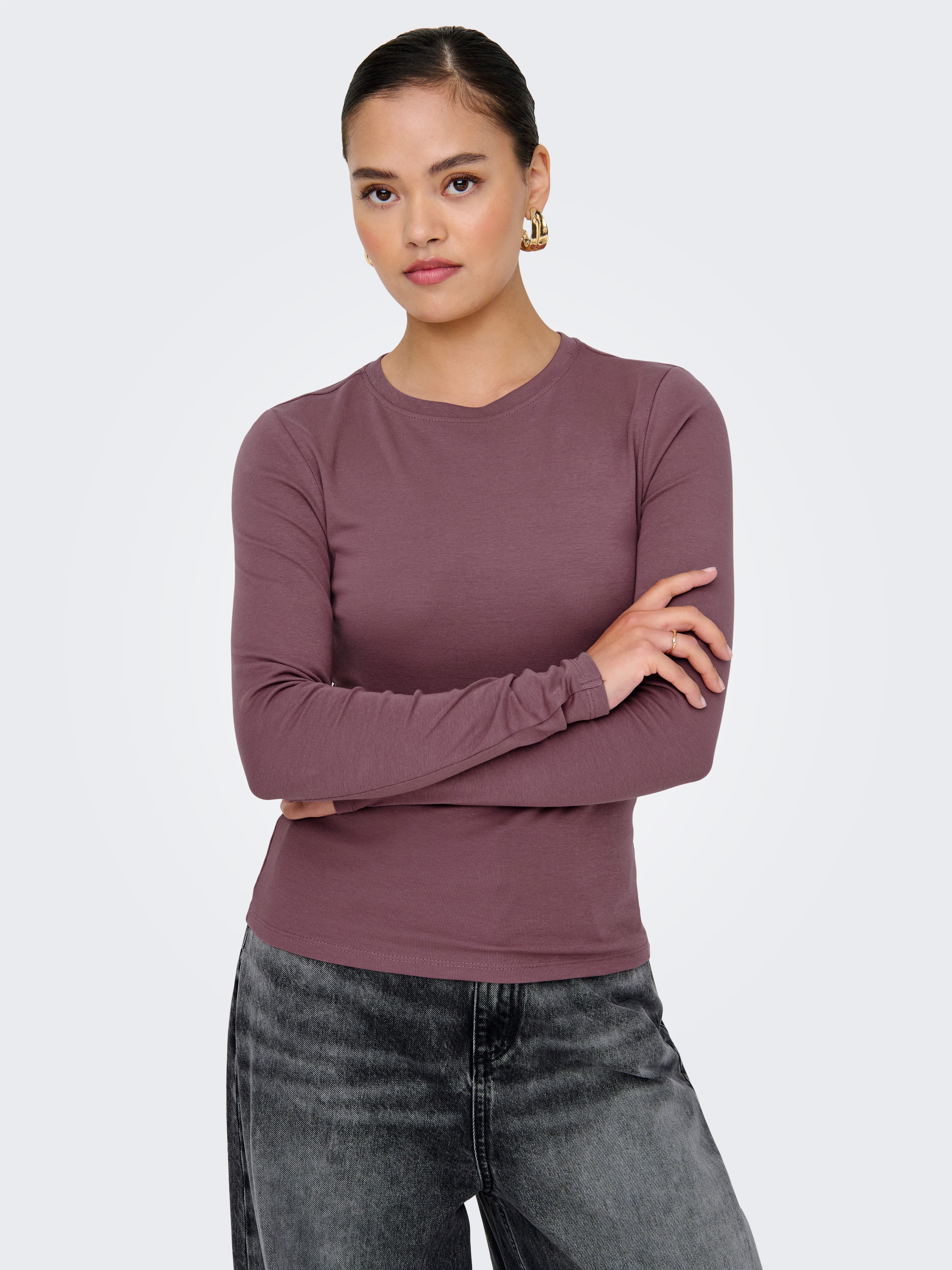 ONLY Langarmshirt ONLRILEY O-NECK L/S TOP günstig online kaufen