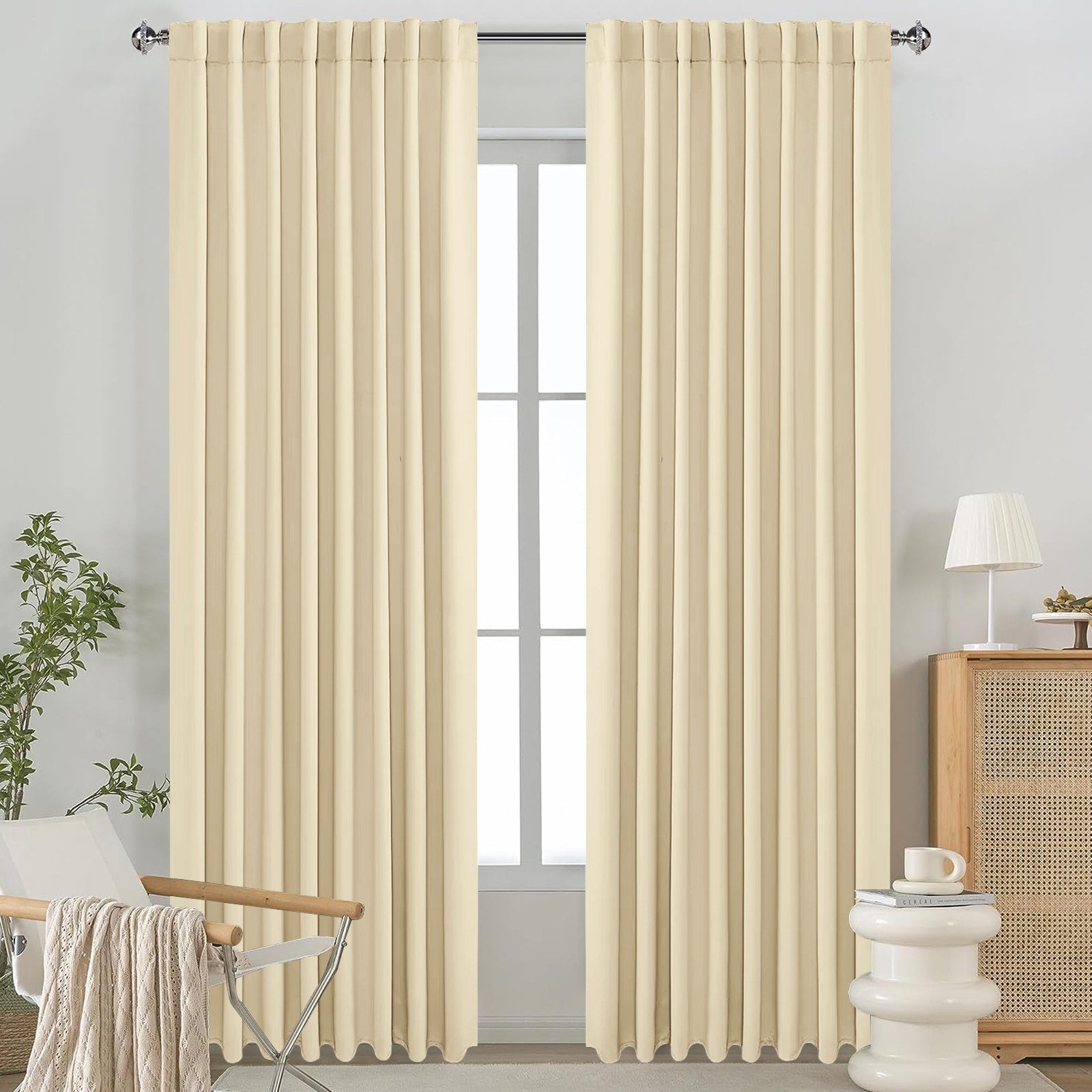 Ösen Wärmeisolierend mit Beige Dekoschal, Verdunkelungsvorhang Blickdicht Verdunklungsvorhänge Sunicol, Schlafzimmer Kräuselband St), (1 Gardine Vorhang Thermo