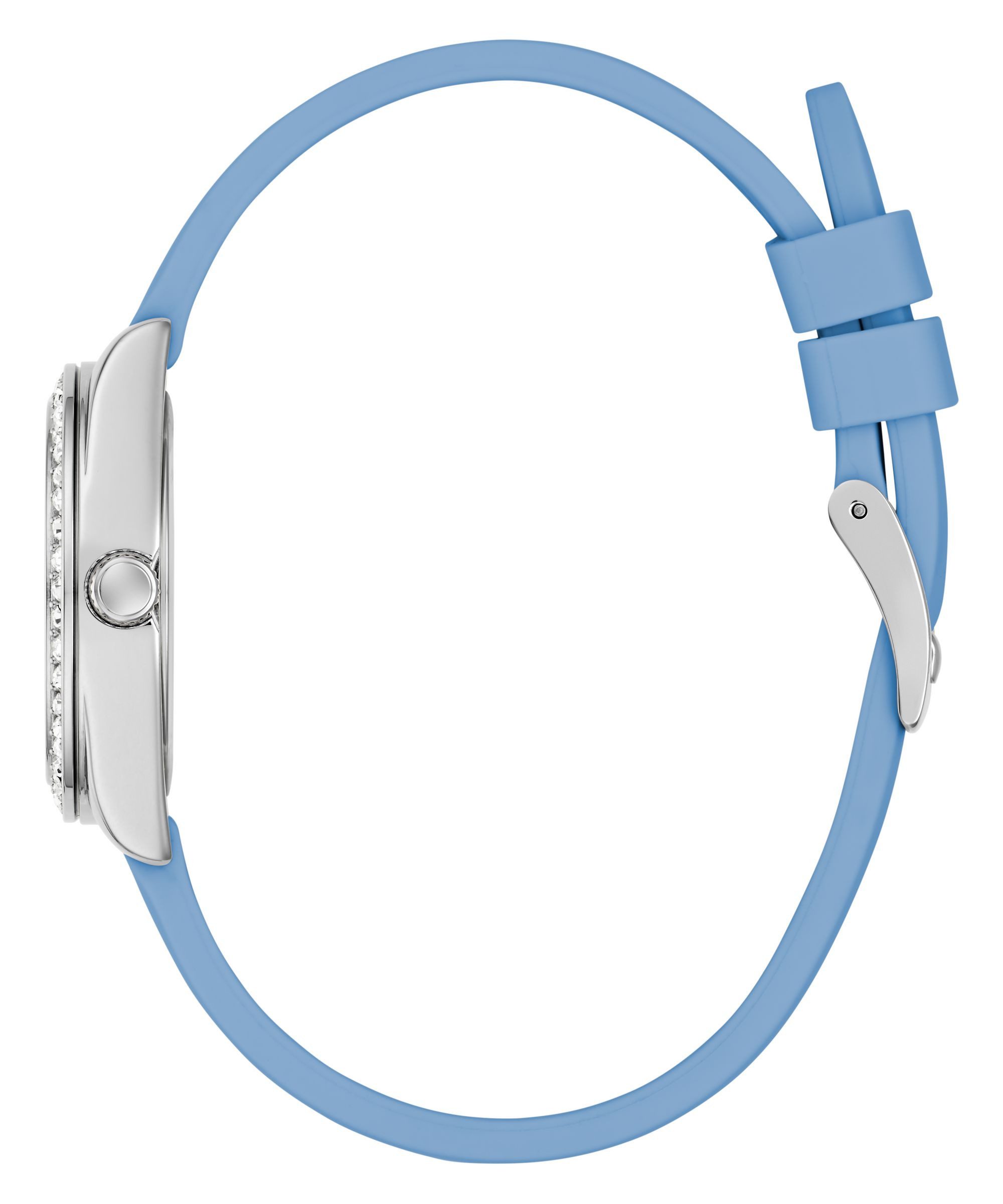 Guess Quarzuhr GUESS-MINI LUNA GLITZ GW1000L1, Armbanduhr, Damenuhr, Silikonarmband, analog