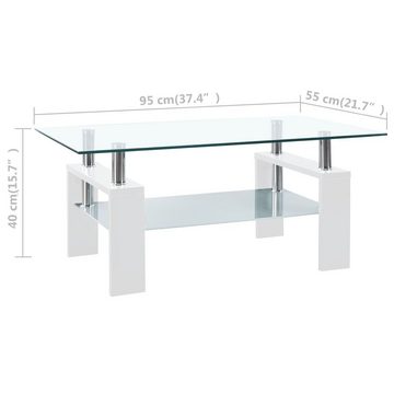 furnicato Couchtisch Weiß Transparent 95x55x40 cm Hartglas