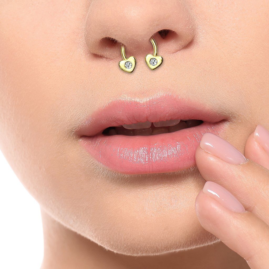 Taffstyle Piercing-Set Lippen Ohr Piercing Hufeisen Kristall Herzen, Glitzer Kugel Nasen Horseshoe Tragus Helix Labret Septum Nasenpiercing