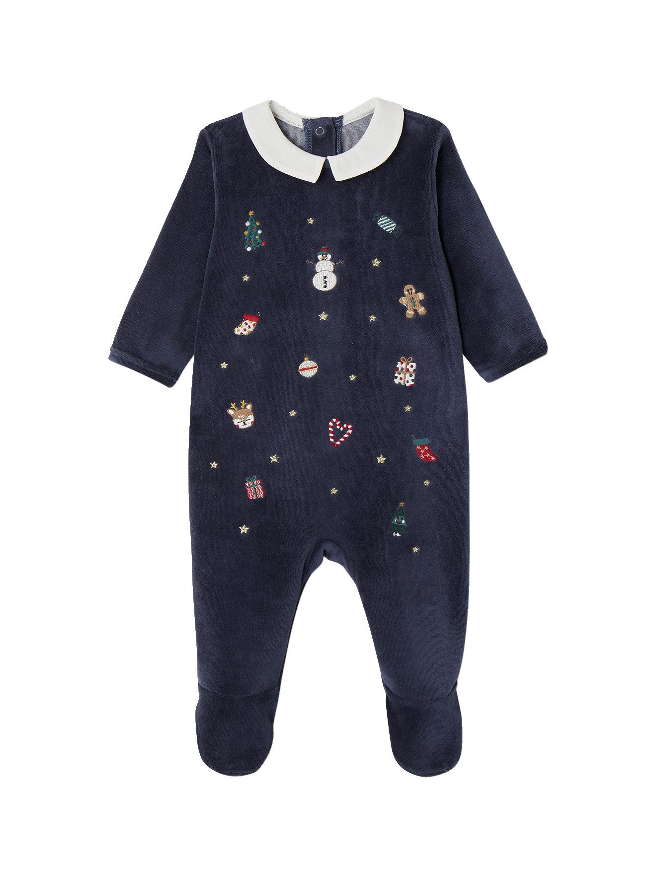 Schlafanzug Baby Weihnachts-Strampler mit Kragen BASIC