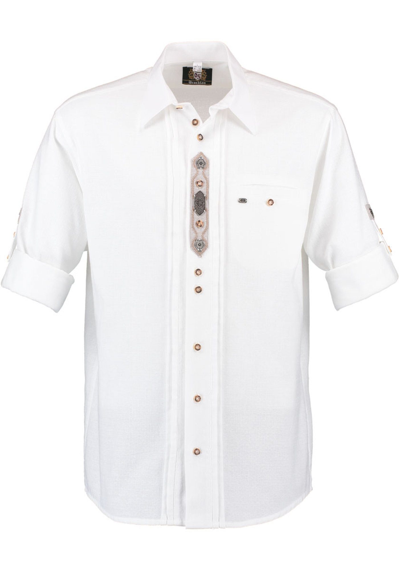 der OS-Trachten auf mit Langarmhemd Flafa Edelweiß-Zierteil Trachtenhemd Knopfleiste