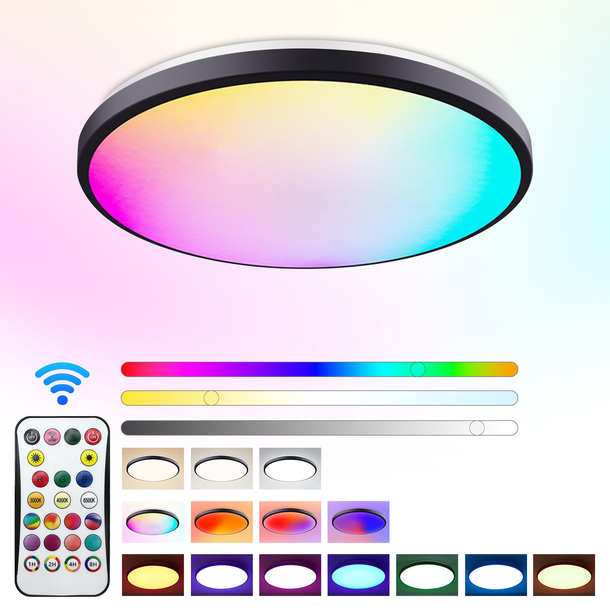 BRAIDOL Deckenleuchte LED Deckenlampe Flach Rund Ø30 cm Deckenleuchte Dimmb günstig online kaufen