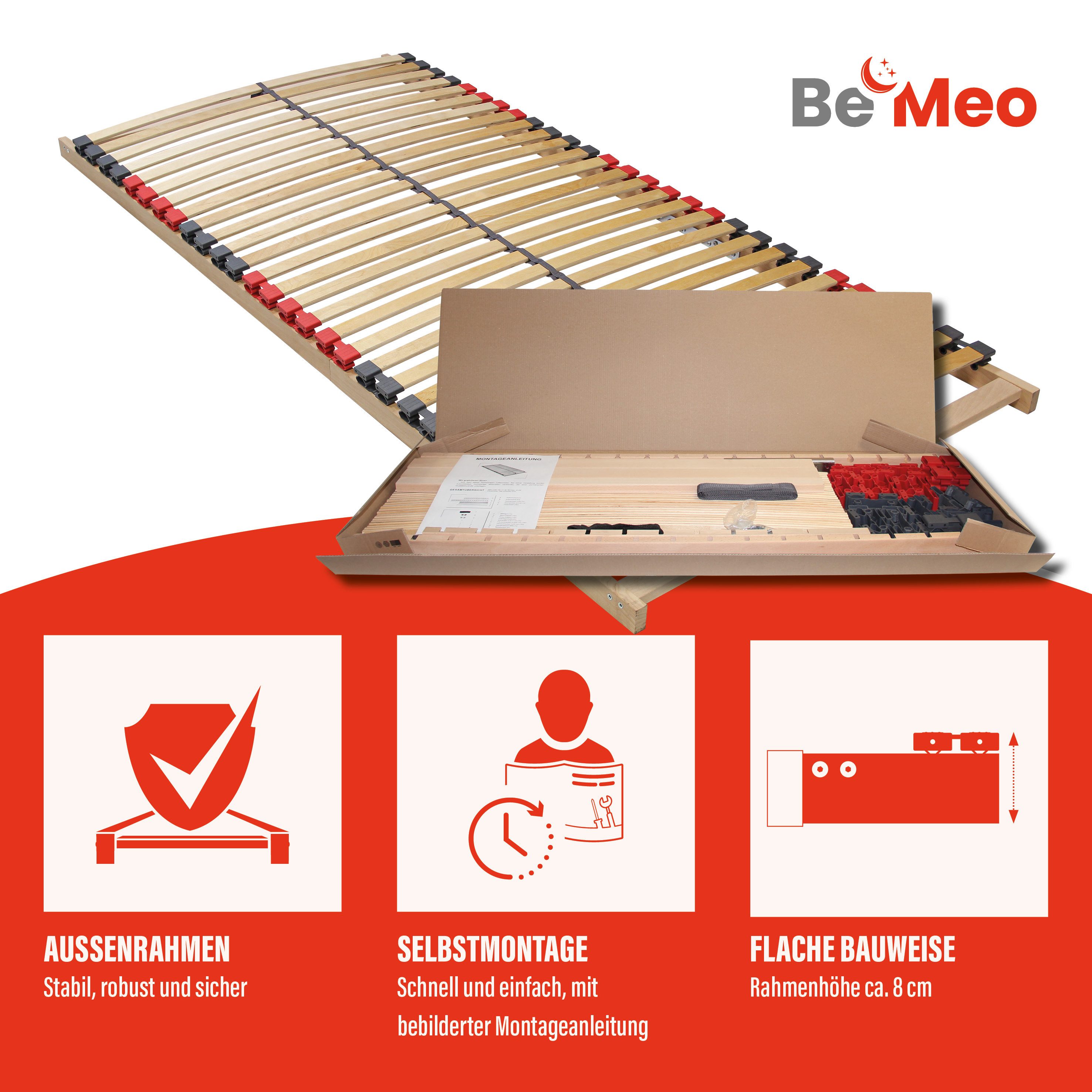 Lattenrost BeMeo Basic 80x200 Extra Stabil bis 130kg, BeMeo, 7 ergonomische Liegezonen mit 28 Leisten Made in Germany