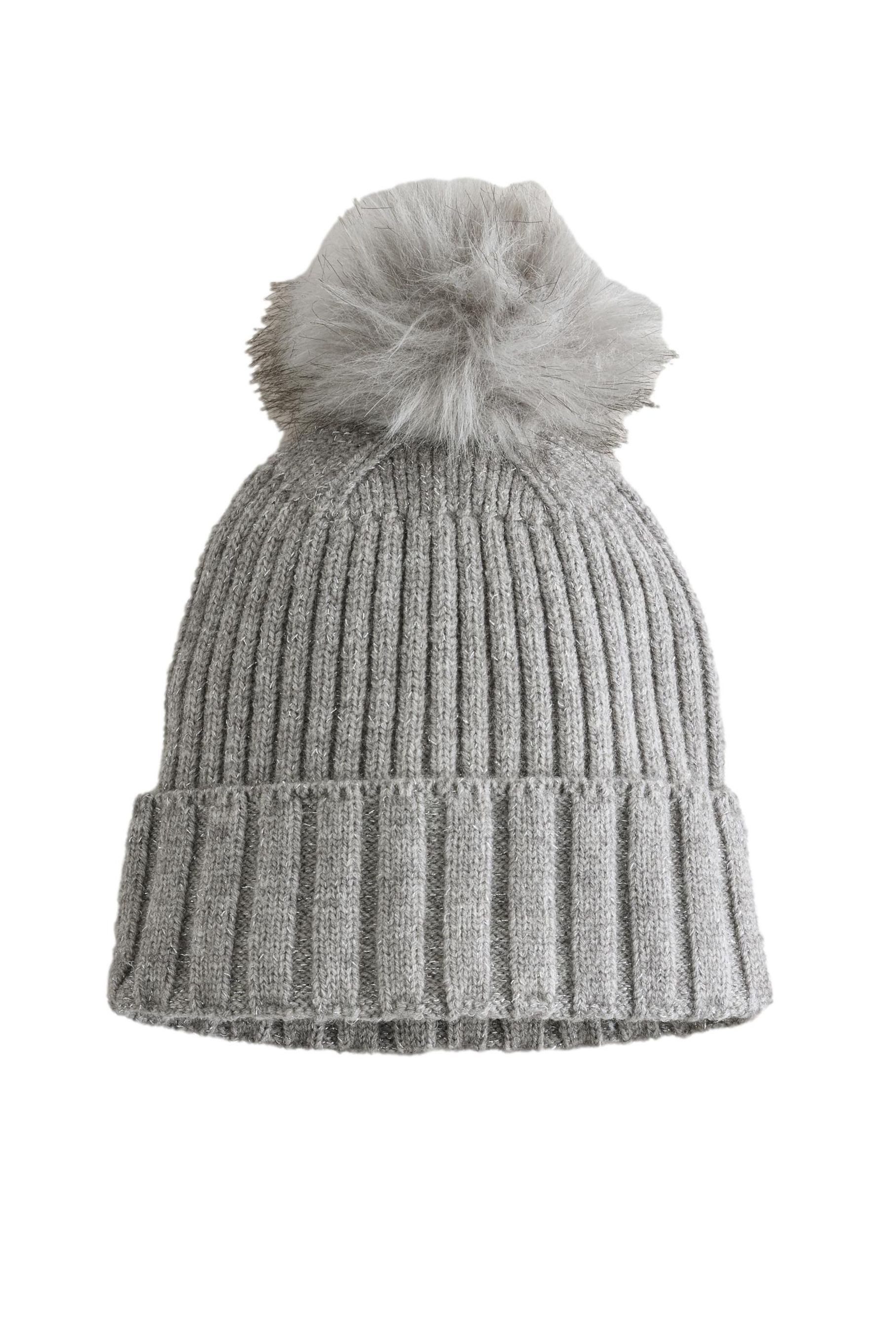 Bommelmütze Gerippte Beanie mit Bommel