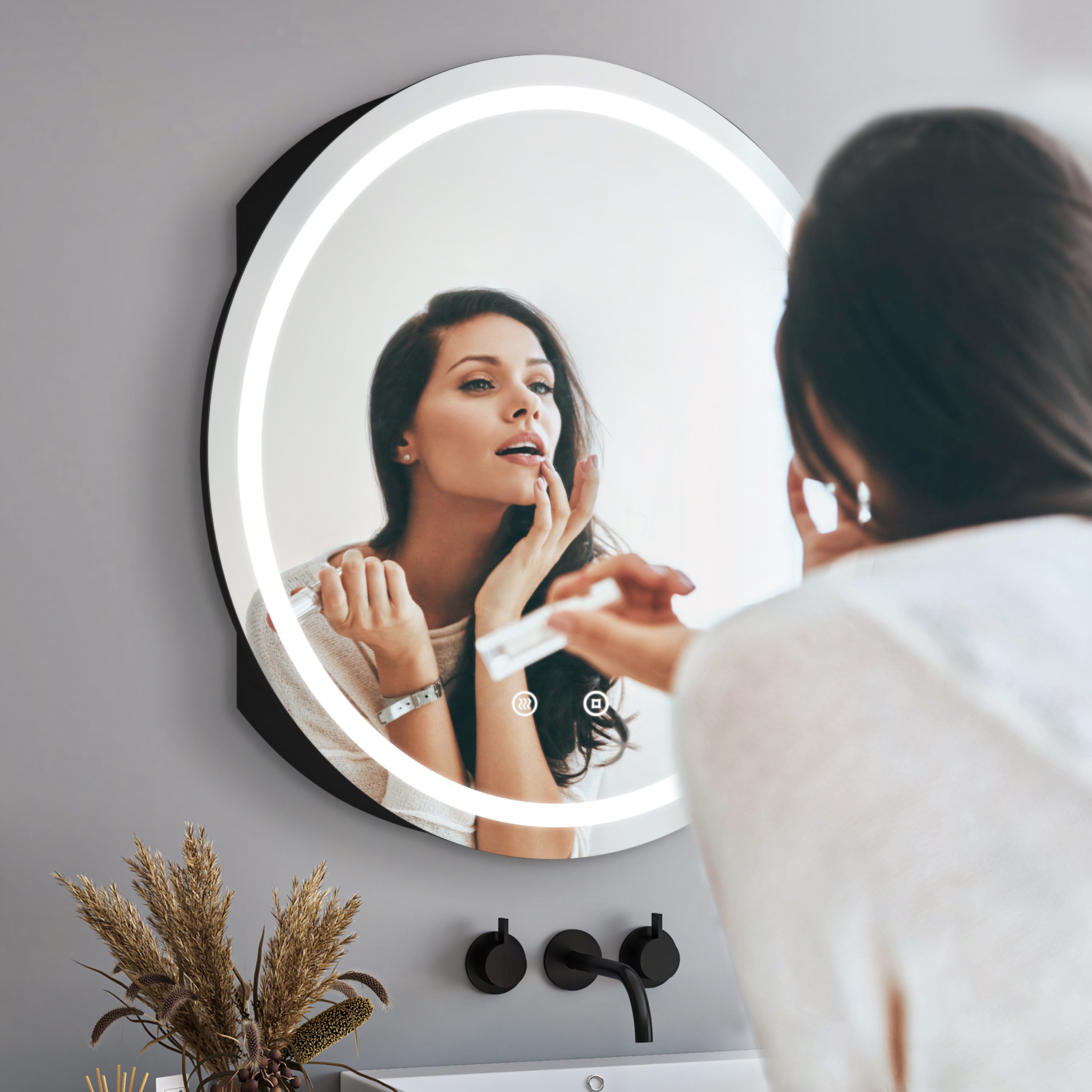 WDWRITTI Badezimmerspiegelschrank Rund 80cm mit Beleuchtung günstig online kaufen