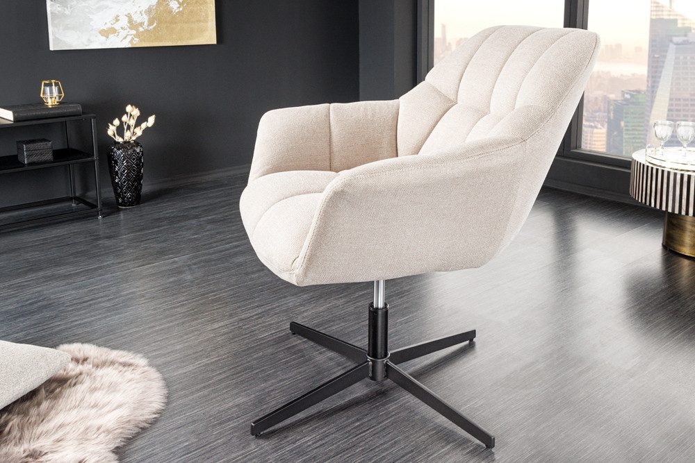 riess-ambiente Loungesessel PAPILLON champagner beige/schwarz – Stoff, dreh günstig online kaufen