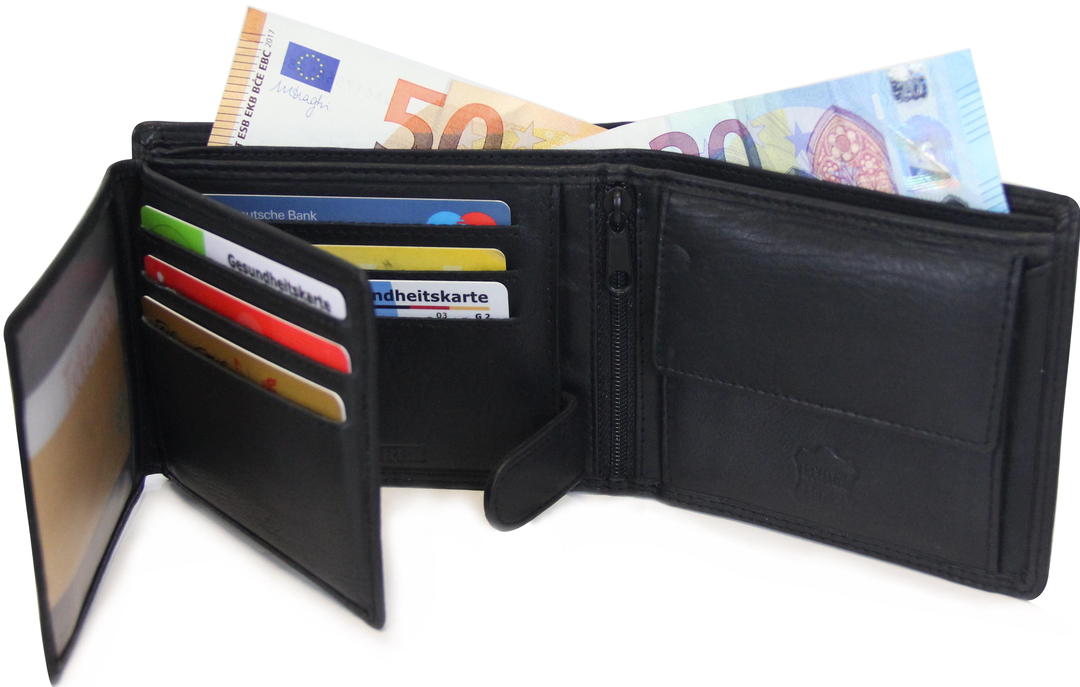 Nappaleder, Frentree Herren Portemonnaie, echtem Geschenkbox, Geldbörse Querformat mit aus 12 Kartenfächer RFID-Schutz, und