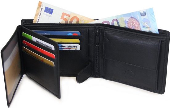 Frentree Geldbörse »LB-02A«, Portemonnaie mit 12 Kartenfächern und RFID-Schutz, aus echtem Nappaleder, mit Geschenkbox
