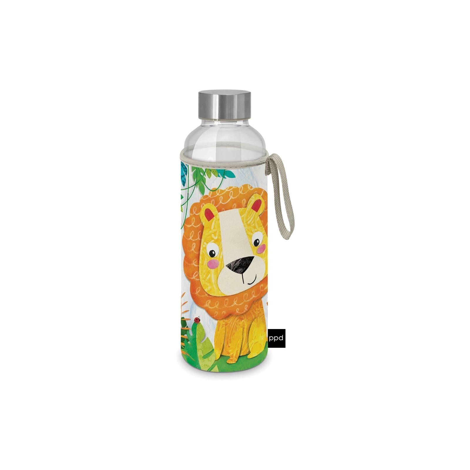 PPD Trinkflasche Glasflasche mit Schutzhülle 500 ml Happy Lion