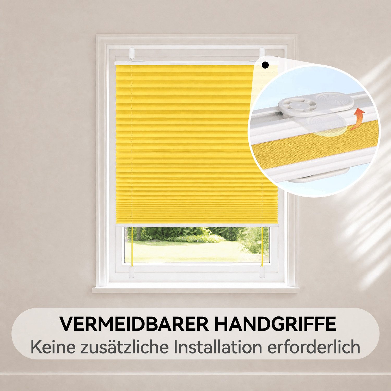 OUBO Plissee Faltrollo Ohne Bohren, Lichtschutz, Klemmträger,Easyfix, Lichtschutz, verspannt, Klemmfix, Jalousie für Fenster & Tür – Bild 5 von 5