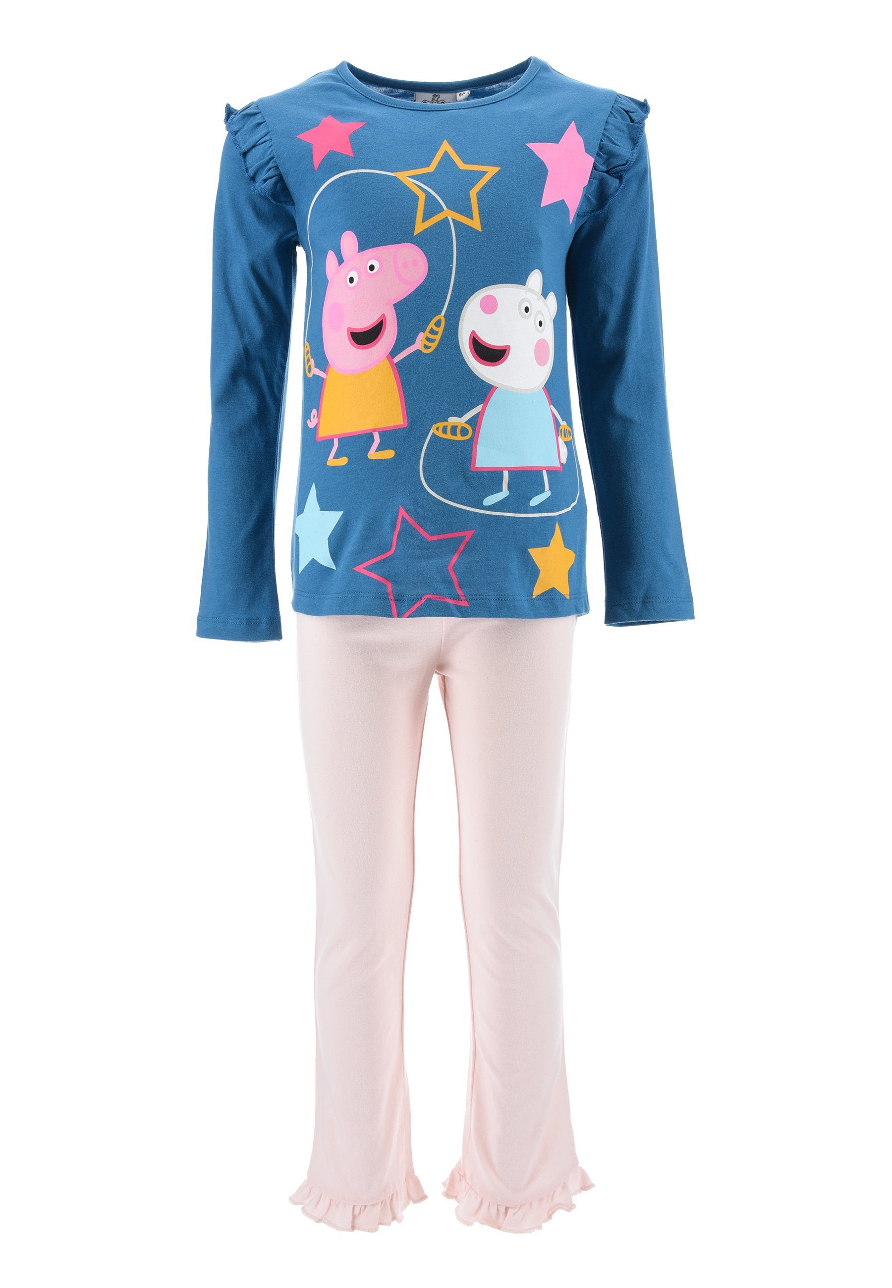 tlg) Peppa Kinder Jungen (2 Schlaf-Set Wutz Peppa Pyjama Pig Blau Schlafanzug