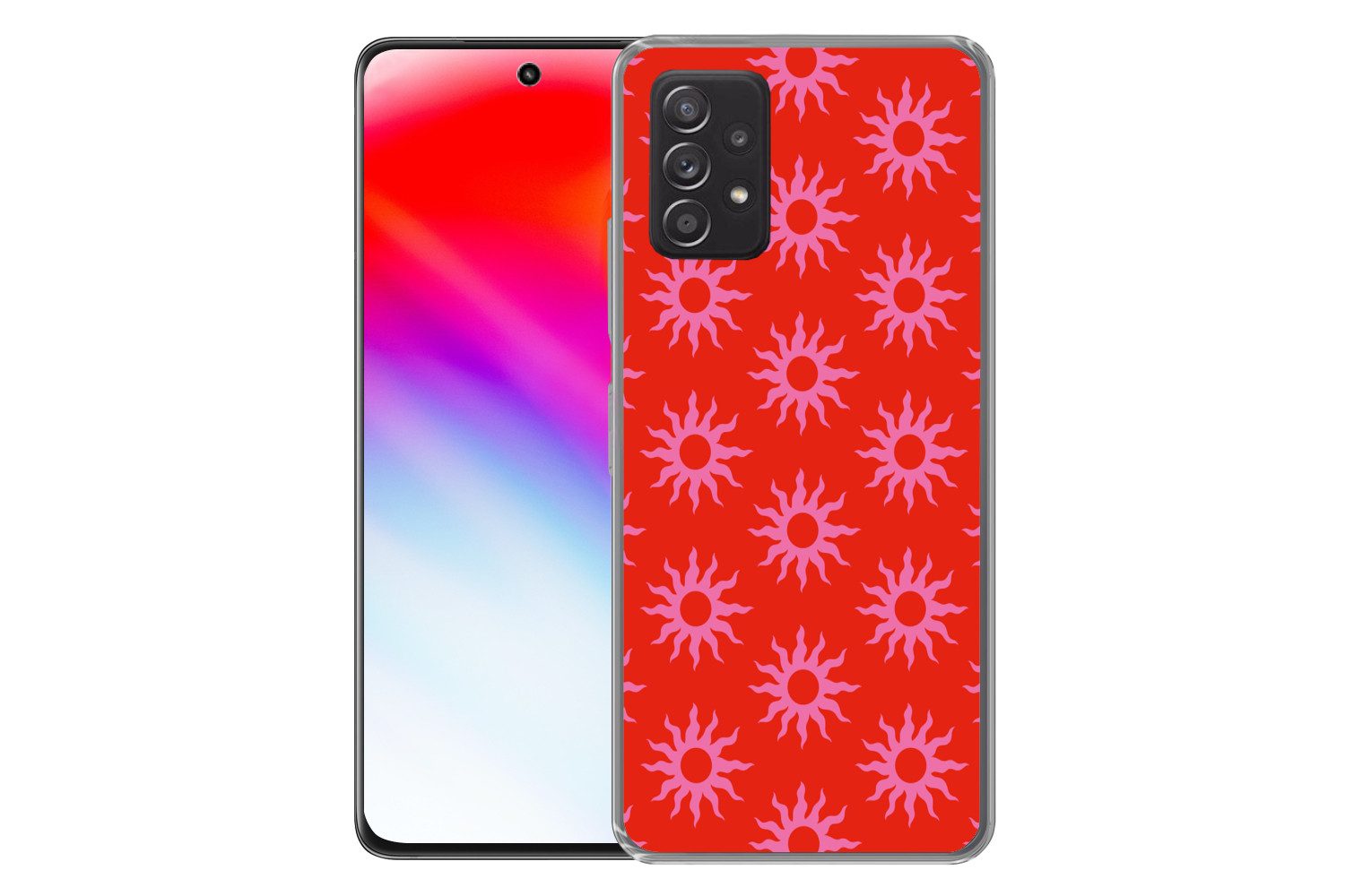 MuchoWow Handyhülle für Samsung Galaxy A53 5G Sonnen - Rot - Rosa - Muster - Sommer, Phone Case, Silikon, Schutzhülle Dünn
