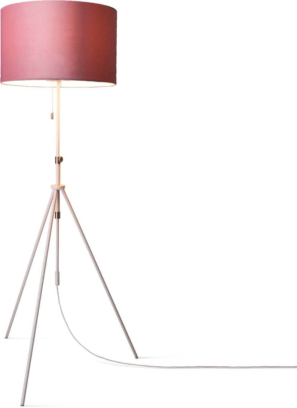 Paco Home Stehlampe Naomi uni Color, ohne Leuchtmittel, Wohnzimmer Höhenverstellbar 121,5 bis 176,5 cm Zugschalter Velour