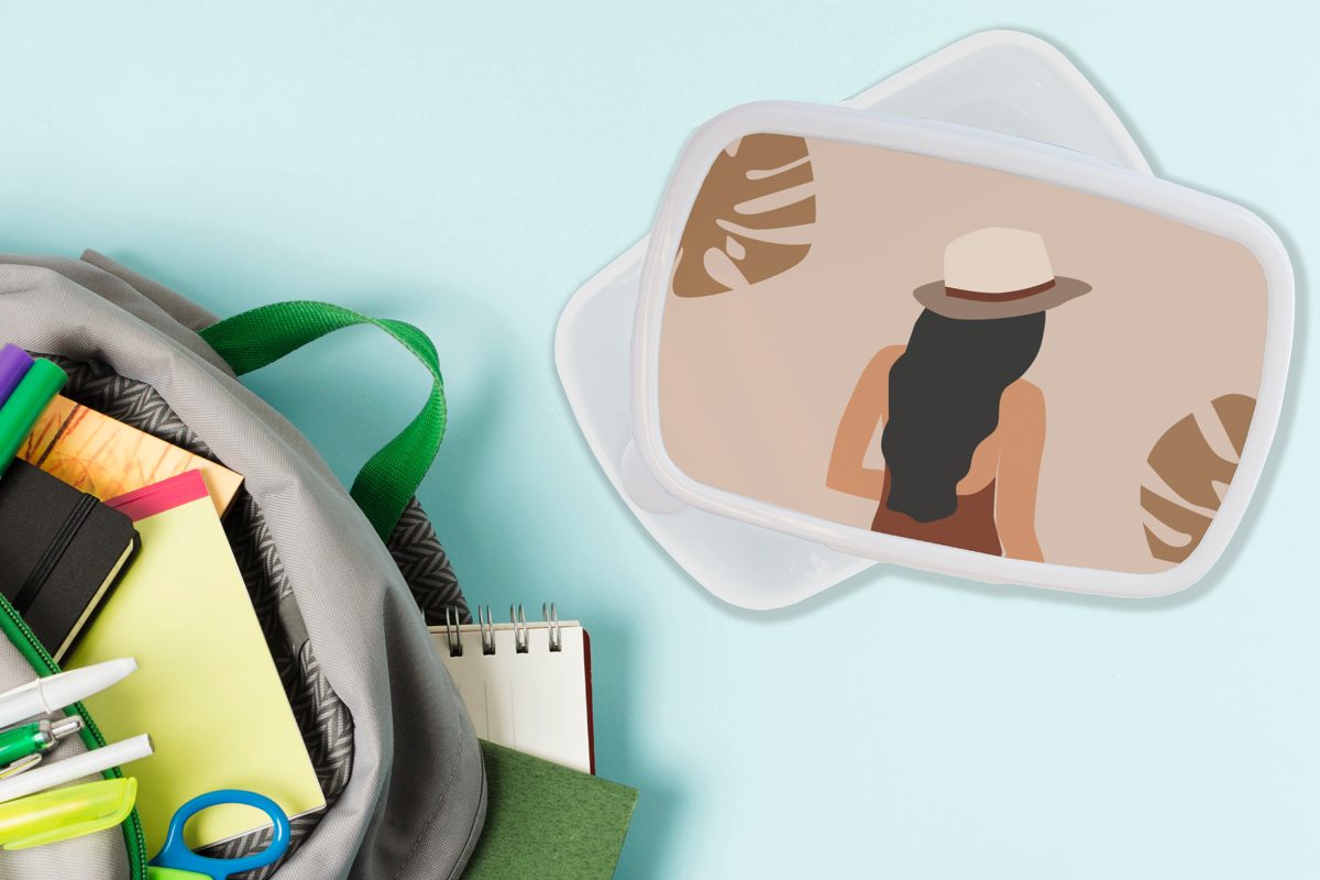 Kunststoff, MuchoWow Sommer für für Erwachsene, (2-tlg), und - Pastell Kinder Brotdose, Mädchen Jungs weiß - und Rosa, Brotbox Lunchbox