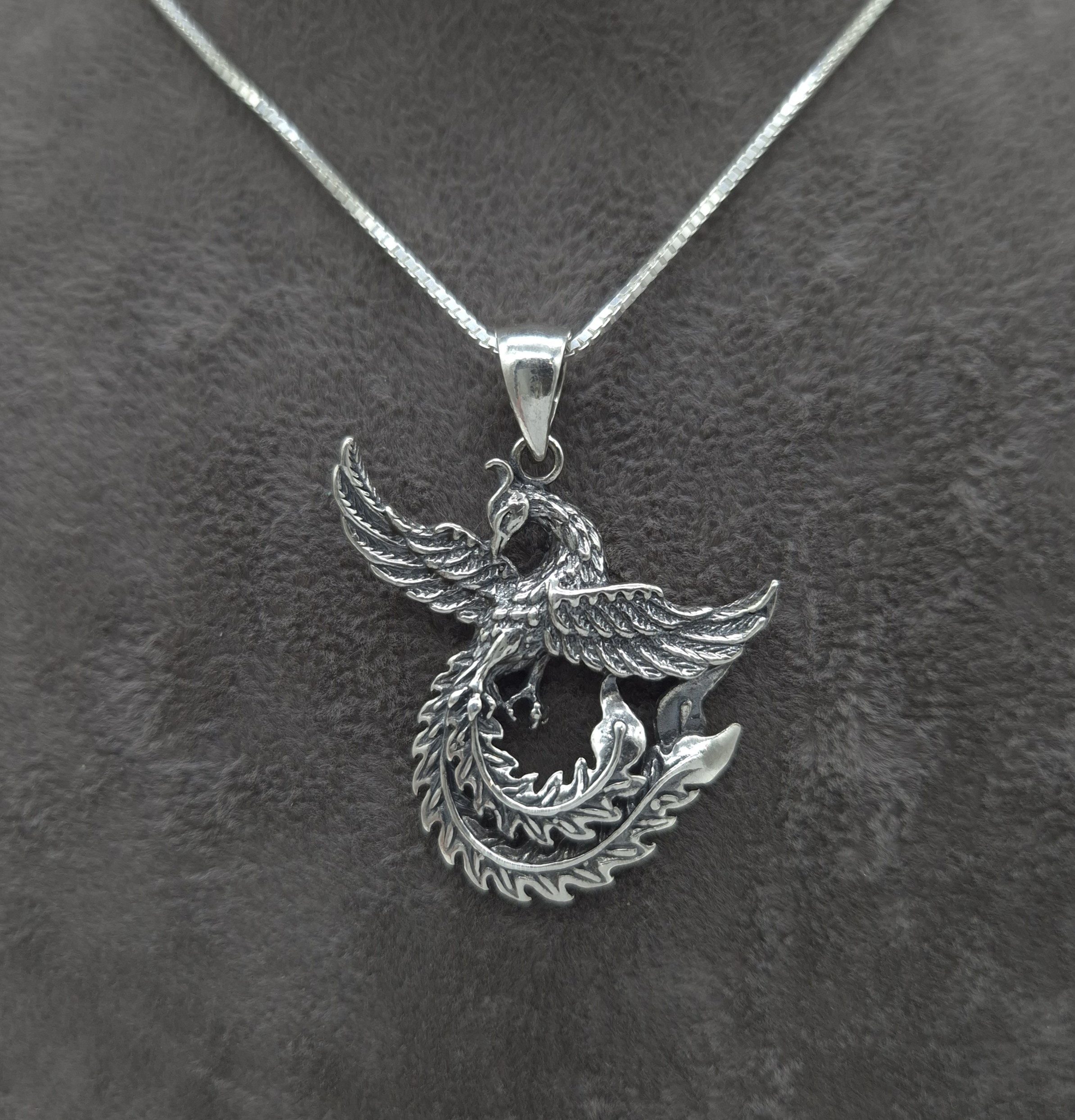 NAHLE Kette mit Anhänger Silber Drache Phoenix Halsschmuck Anhänger (2-tlg., inkl. Schmuckbox), 925 Silber Phoenix