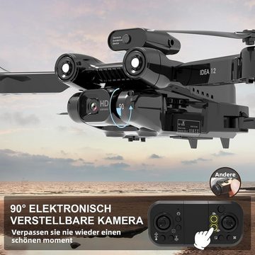 le-idea WiFi FPV Übertragung Quadcopter für Erwachsene und Kinder Dual Kamera Drohne (1080P, mit Aktiven Hindernisvermeidung Drone Kamera Elektrisch Verstellbarer)