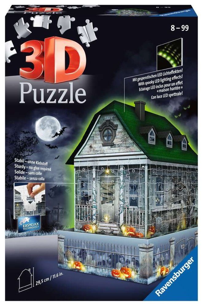 Ravensburger 3D пазлы 216 Teile Ravensburger 3D Пазлы Bauwerk Gruselhaus bei Nacht 11254, 216 Пазлыteile