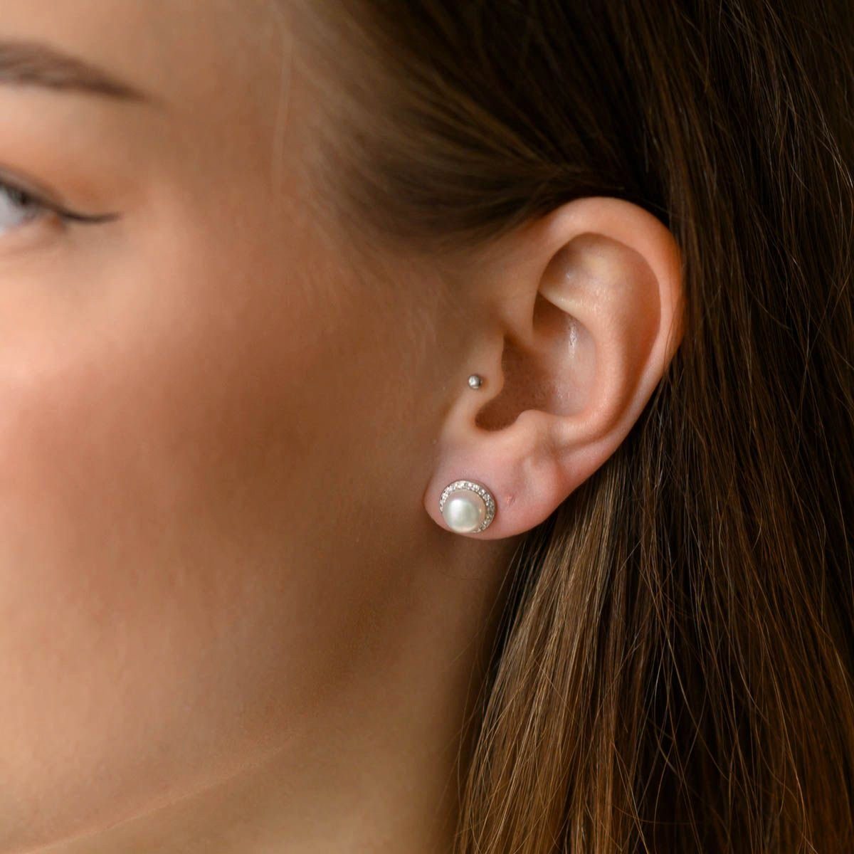 Materia Perlenohrringe Damen Ohrstecker Perle weiß SO-444, Silber 925 rhodi günstig online kaufen