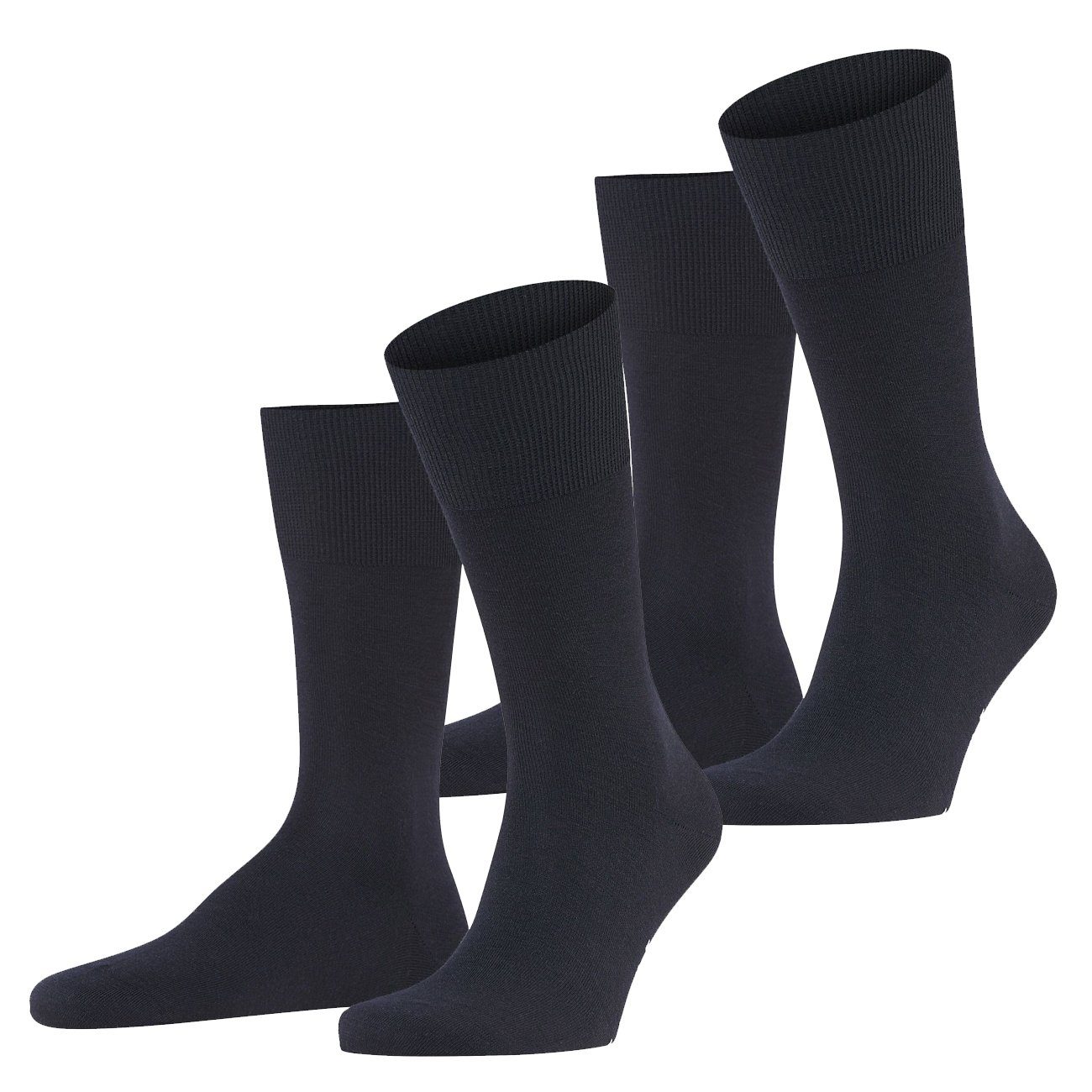 FALKE Langsocken Falke Herren Socken Airport 2er Pack (2-Paar) aus Wollmischung 2 Paar Dark Navy (6370)