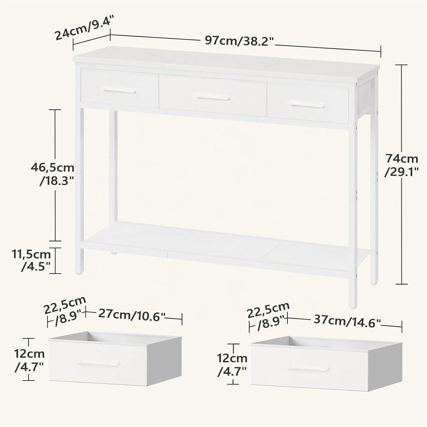 LuxusKollektion Konsolentisch Konsolentisch mit 3 Schubladen schmal weiß (1-St) – Bild 3 von 5