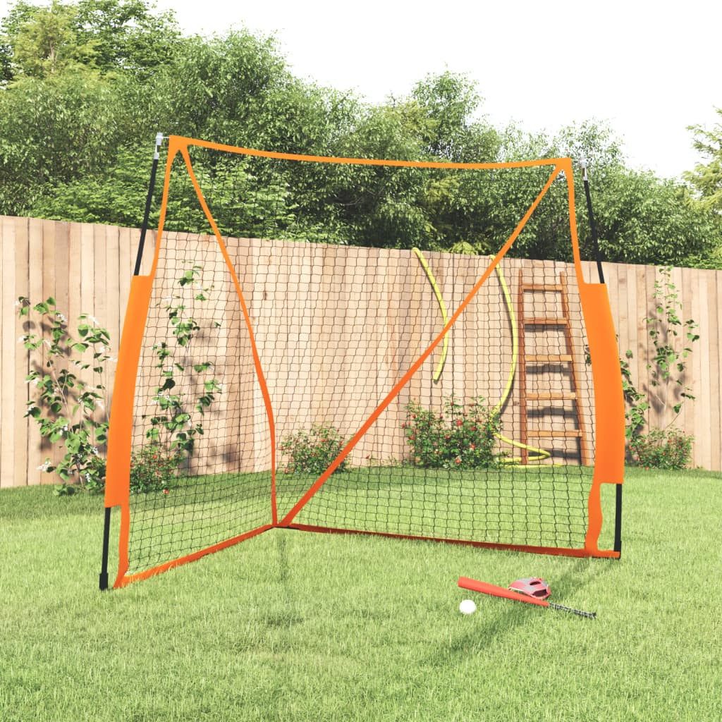vidaXL Baseball Baseball-Netz Tragbar Orange Schwarz 183x182x183 cm Stahl