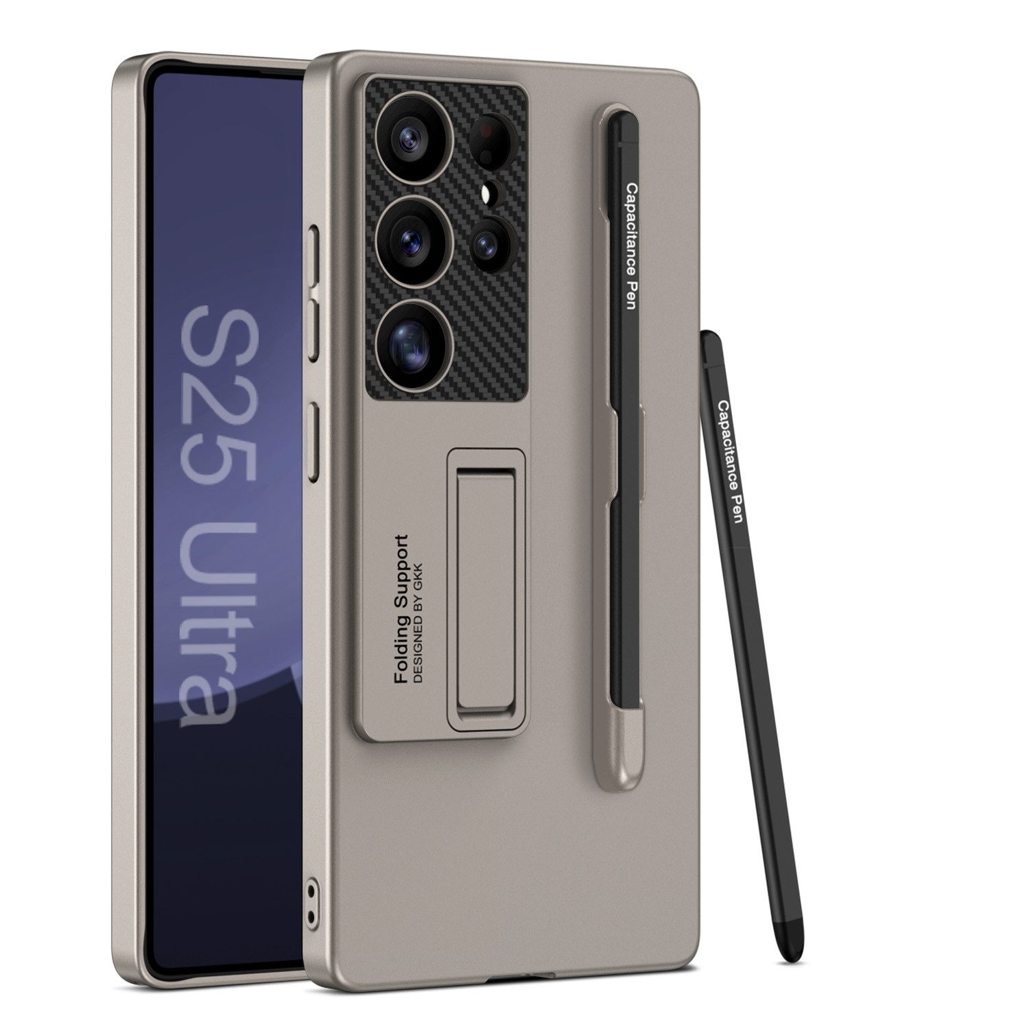 Handyhülle Für Samsung Galaxy S25 Ultra GKK Hülle Stifthalterung + Stift Titan