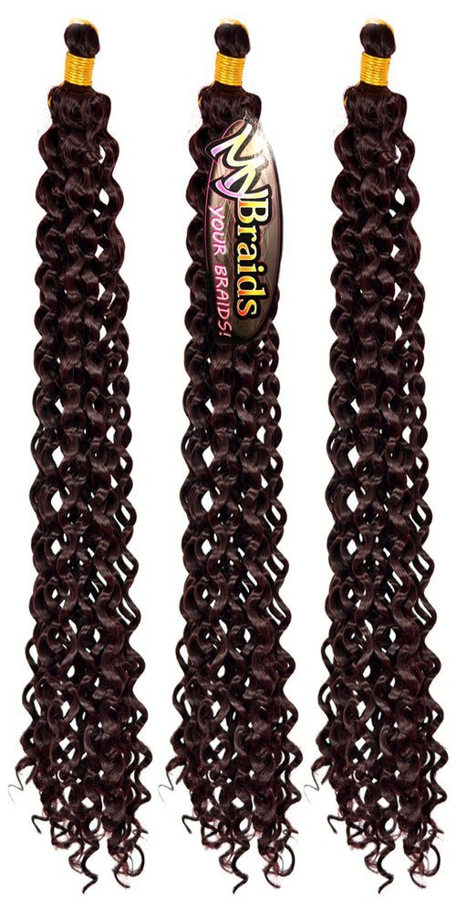 MyBraids YOUR BRAIDS! Kunsthaar-Extension Deep Wave Crochet Braids 3er Pack Flechthaar Zöpfe Wellig 7-W Bordeaux