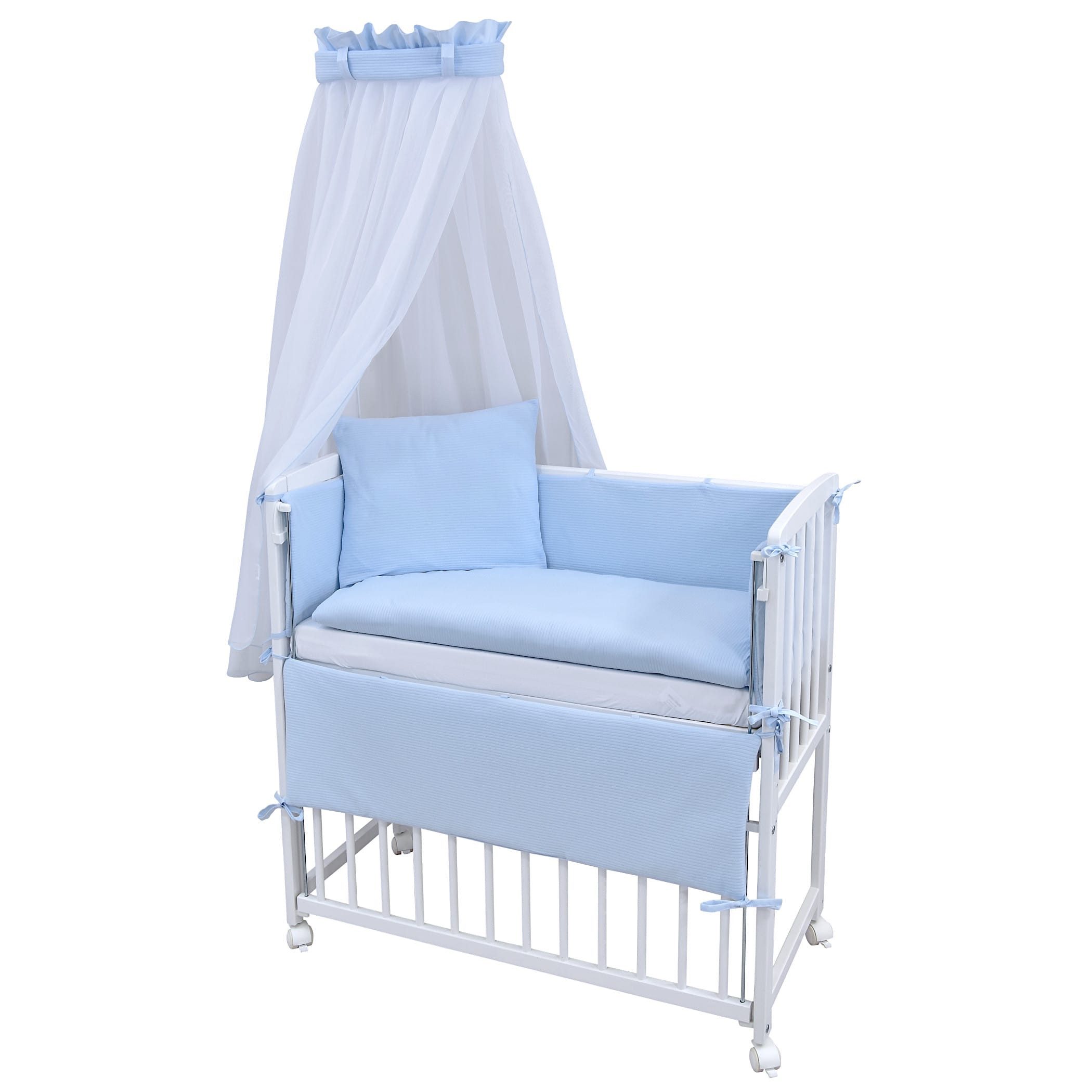 Baby-Delux Beistellbett Babybett Interlock Soft, Stillbett 90x40 weiß höhenverstellbar, Matratze inkl. komplett Set