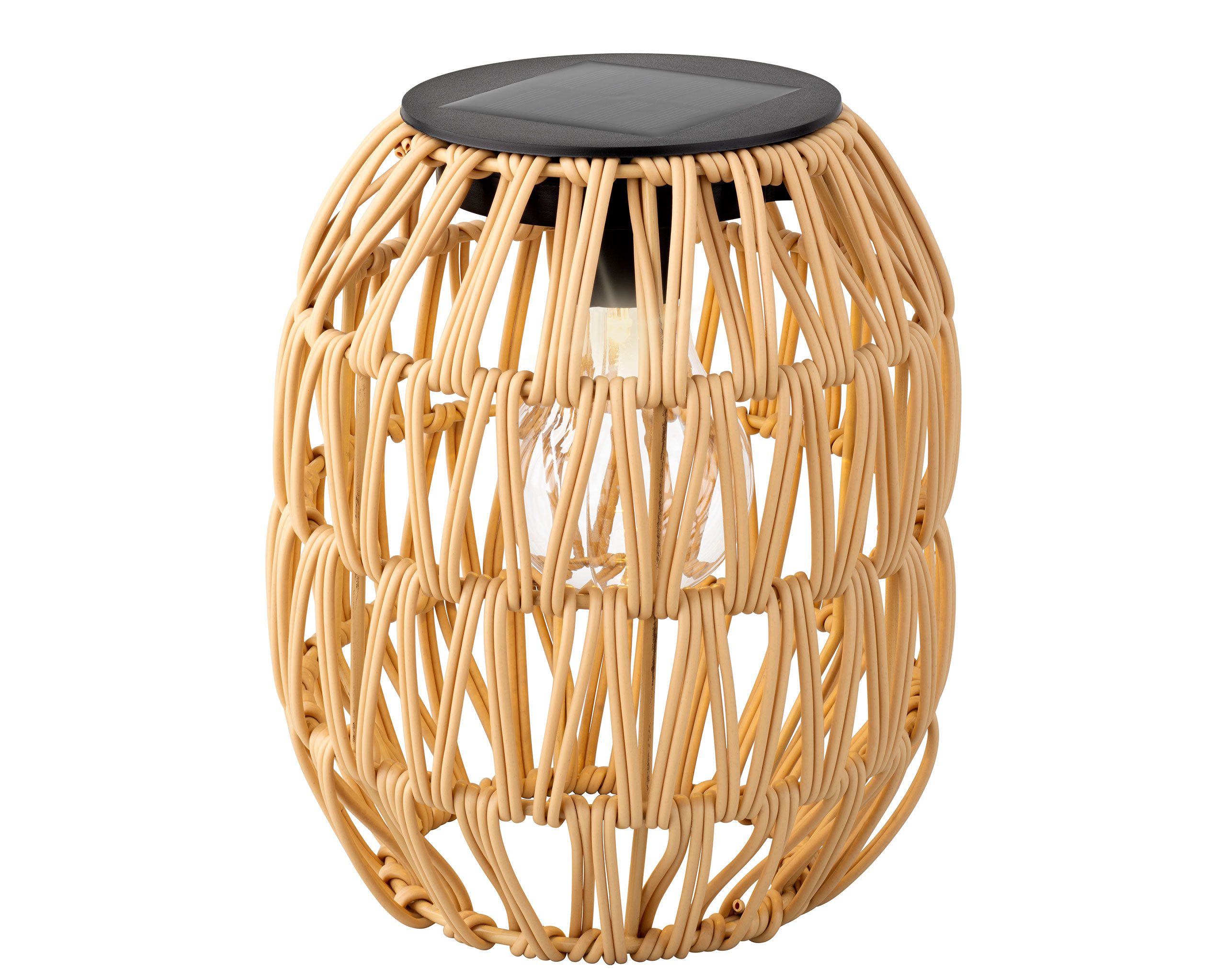 Lumineo LED Laterne, Dauerlicht, warmweiß, Solar Gartenleuchte LED Laterne 16x19cm Kunststoff Beige / Warmweiß