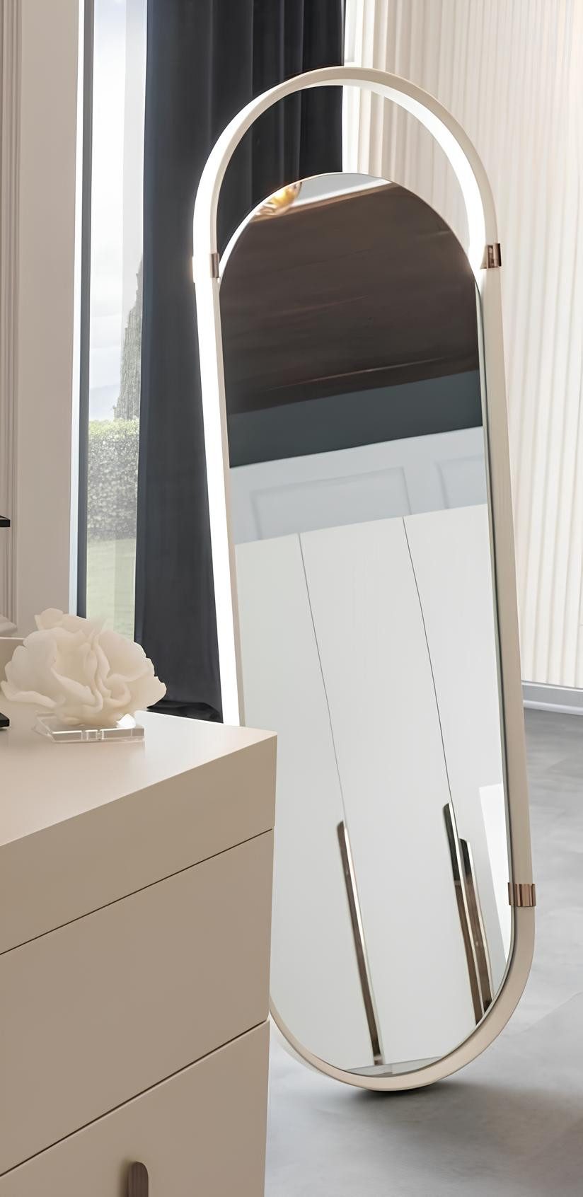 JVmoebel Standspiegel Spiegel Oval Standfuß Ganzkörperspiegel für das Schlafzimmer, Made in Europa