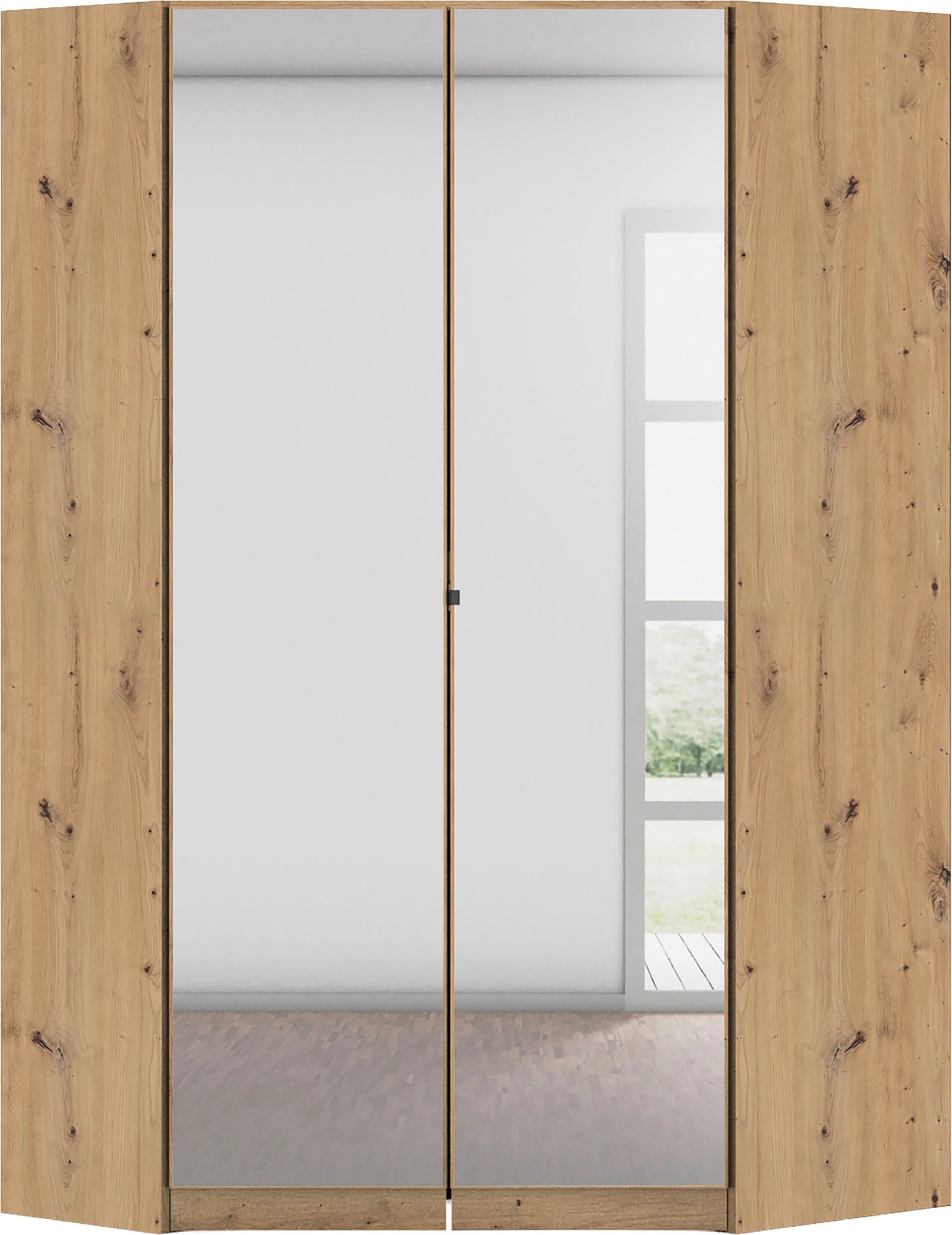 rauch Eckkleiderschrank Kleiderschrank Schrank Garderobe Wäscheschrank COSTA Größe 117x104 cm (in 3 Ausstattungen BASIC/CLASSIC/PREMIUM) mit Spiegel, voll ausgestattet mit viel Stauraum MADE IN GERMANY
