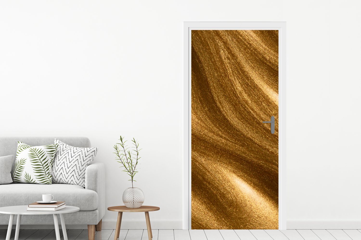 MuchoWow Türtapete Goldene Farbe, für 75x205 Tür, St), Türaufkleber, bedruckt, (1 Matt, Fototapete cm