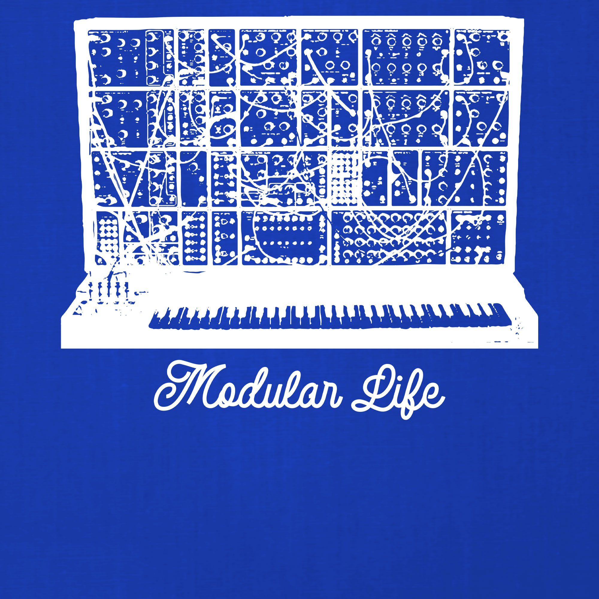 Quattro Vintage Life (1-tlg) Blau T-Shir Kurzarmshirt Musiker Modular Herren - Formatee Elektronische Synthesizer