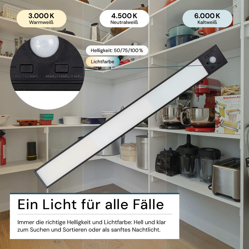LUXULA LED Unterbauleuchte LUXULA LED Unterbauleuchte 40 cm 3 W CCT einstellbar Schwarz, LED fest integriert, Farbwechsler – Bild 4 von 5