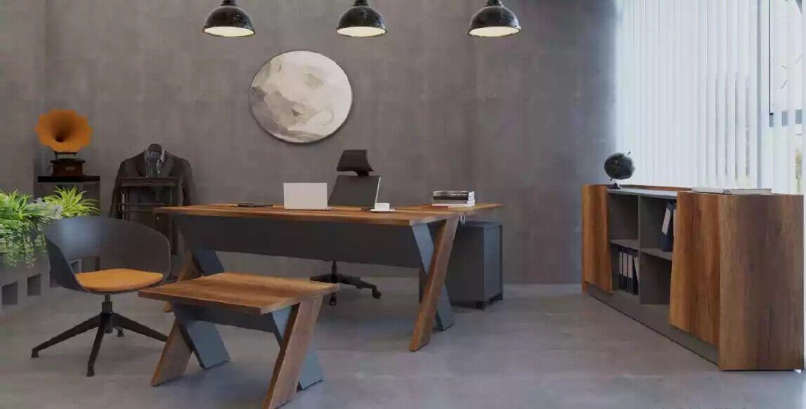 Sekretär Europa Metall nur Luxus (1-St., Schreibtische Schreibtisch 1x JVmoebel Grau Schreibtisch), Holz Modern Made in Modern Büro