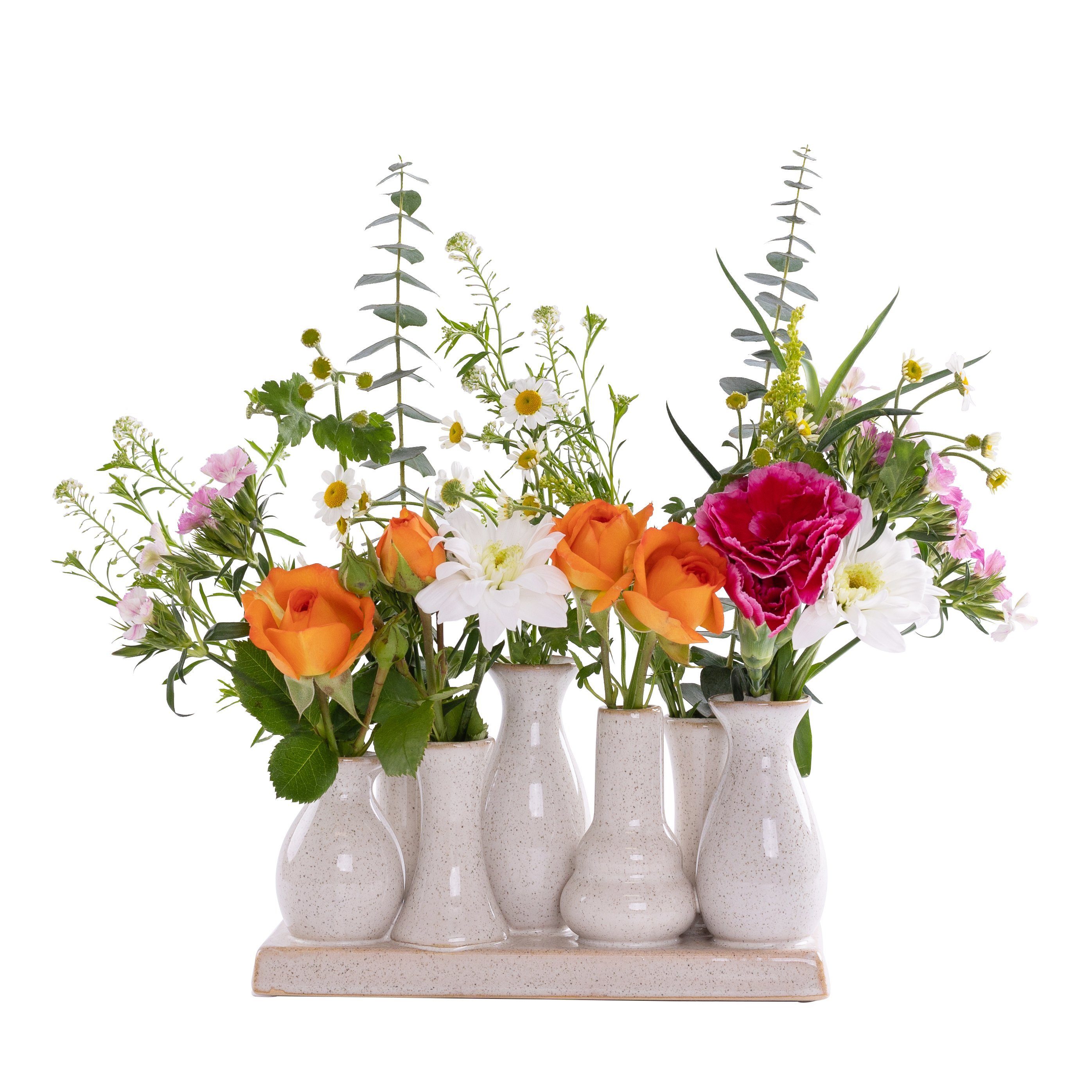 Jinfa Dekovase Jinfa Vasen auf Stück Sockel, 4 festem Antik-Weiß handgefertigte (15,42Euro/Stück) Blumenvasen