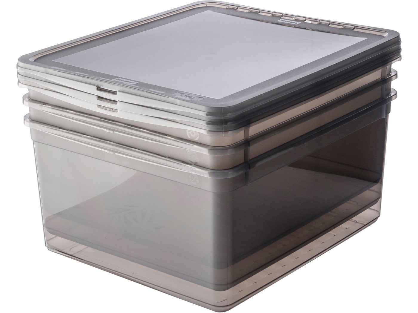 Thumbnail - keeeper Aufbewahrungsbox bea, clearbox mit Air Control-System (Set, 3 St), 3 x 18 l, stapelbar, 39 x 33,5 x 18 cm