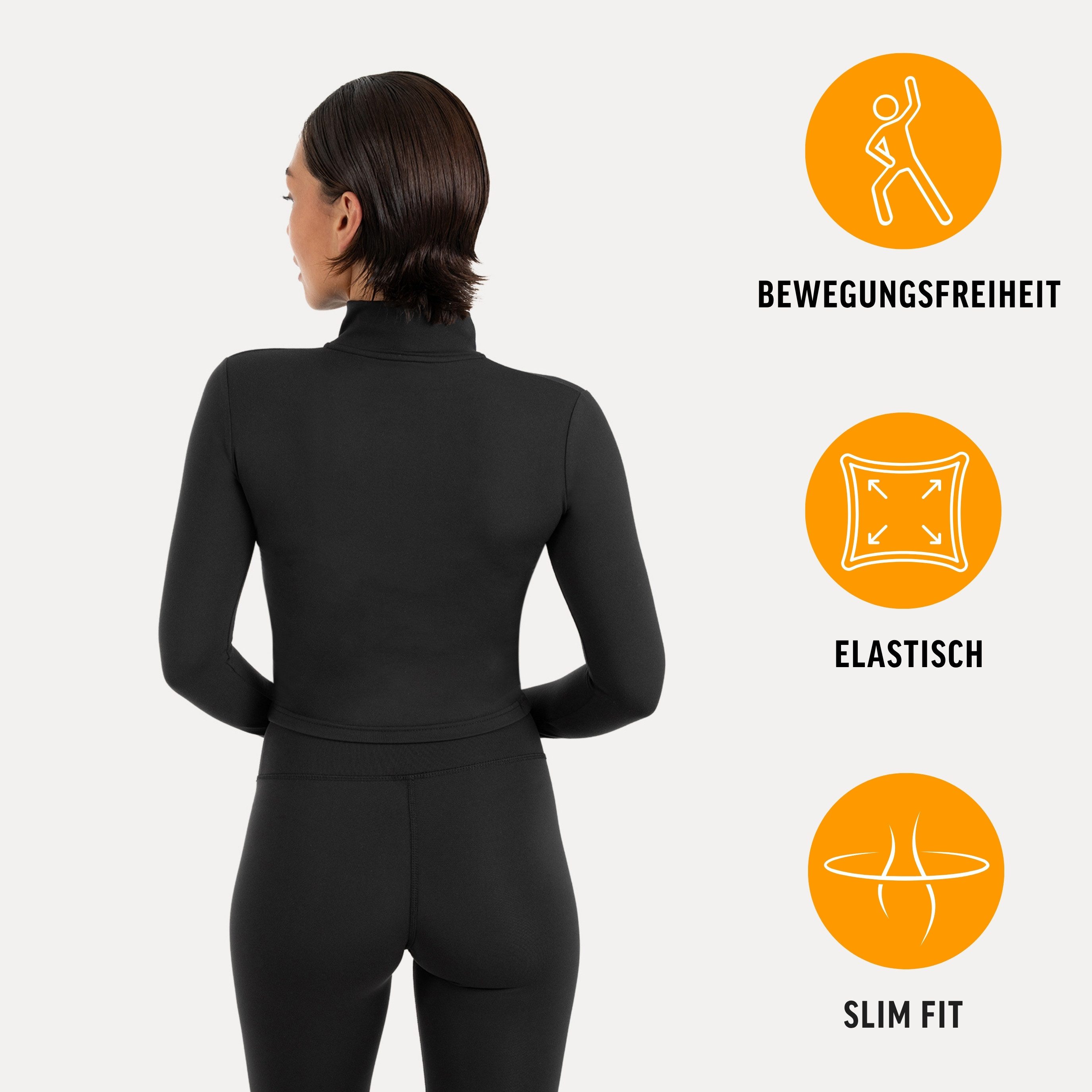 Smilodox Longsleeve Naveya Damen, Half Zip Sweatshirt, Slim Fit, für Gym, Training Half Zip, Stehkragen, Stretch Material, elastisch