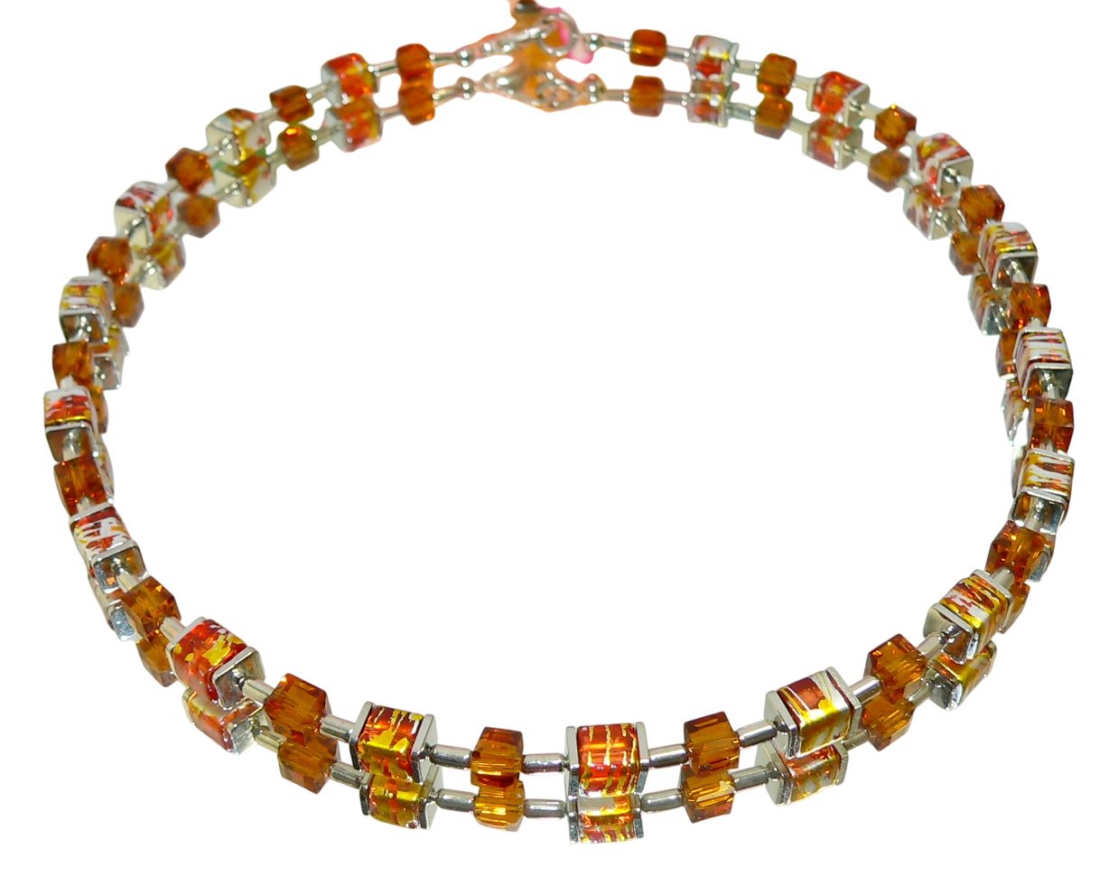traumschmuck Collier 051e Collier Halskette Würfelkette Glas topas facettiert (Geschenk, Muttertag, Weihnachten, Geburtstag, Valentinstag, incl. Schmuckbox), handgefertigt, Made in Germany