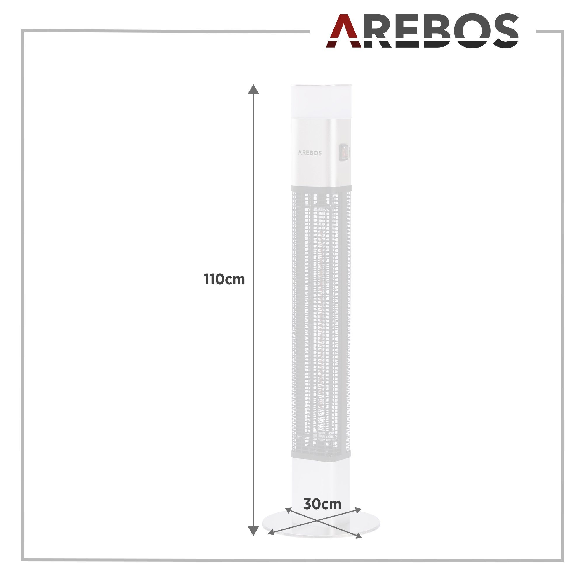 Arebos Heizstrahler 1500 Watt Stand, inkl.16 Farben, LED-Licht mit Fernbedienung, integrierte Kipp-Abschalter, LED, Low-Glare-Technik