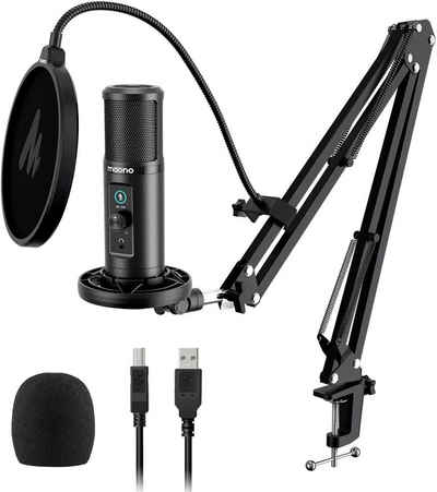 Maono Streaming-Mikrofon, Mikrofon kondensatormikrofon mit kopfhöreranschluss für aufnahmen