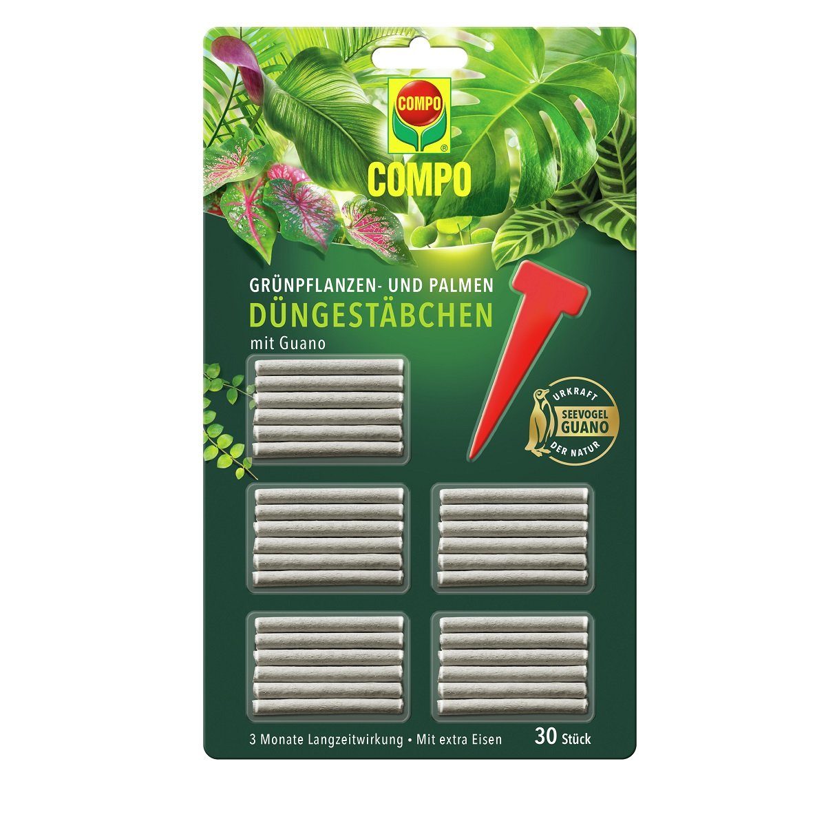 Compo Pflanzendünger COMPO Düngestäbchen Grünpflanzen und Palmen (30 Stk)