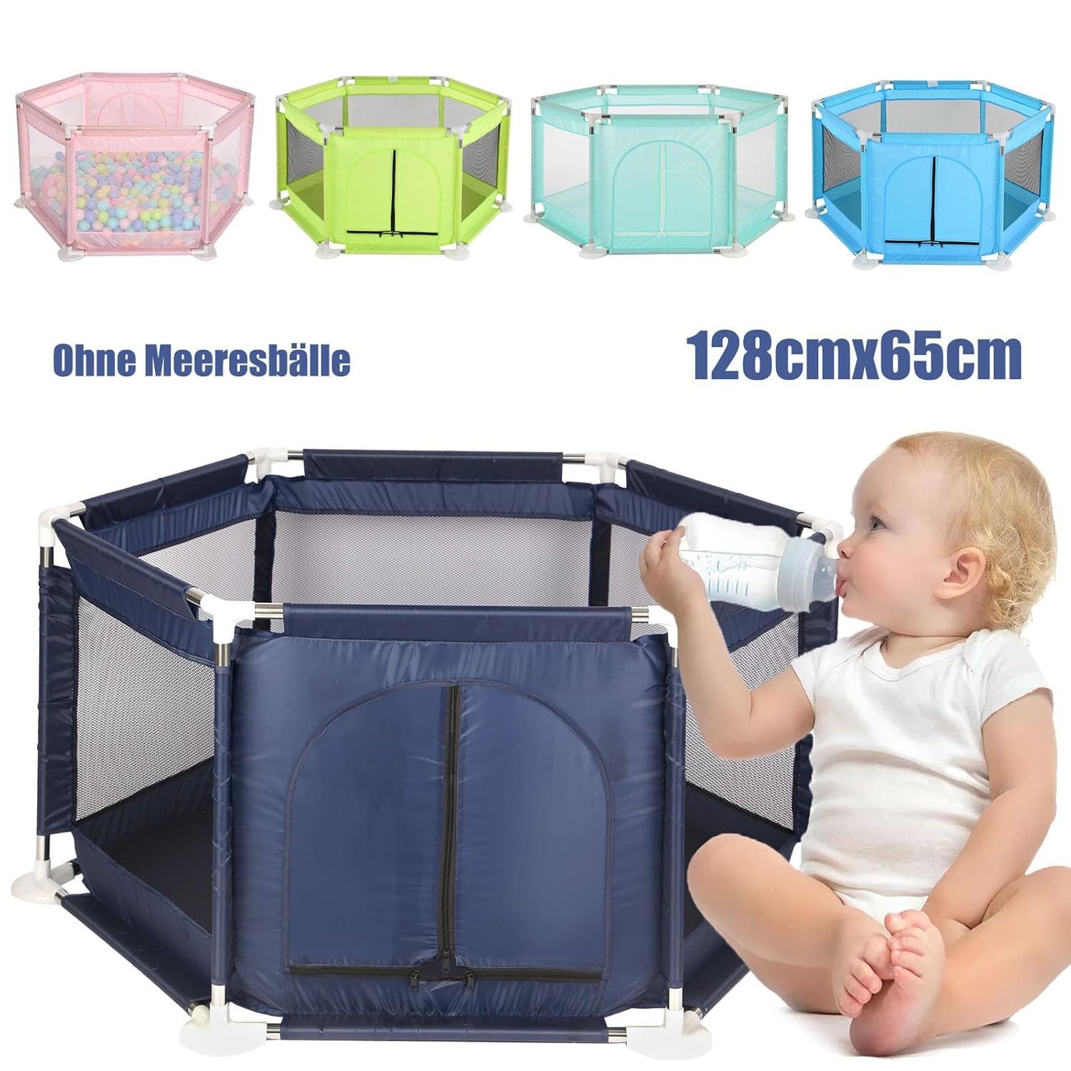 Youyijia Zaunpfosten Laufstall faltbar Playpen 128×110×65 cm Sechseckiger L günstig online kaufen