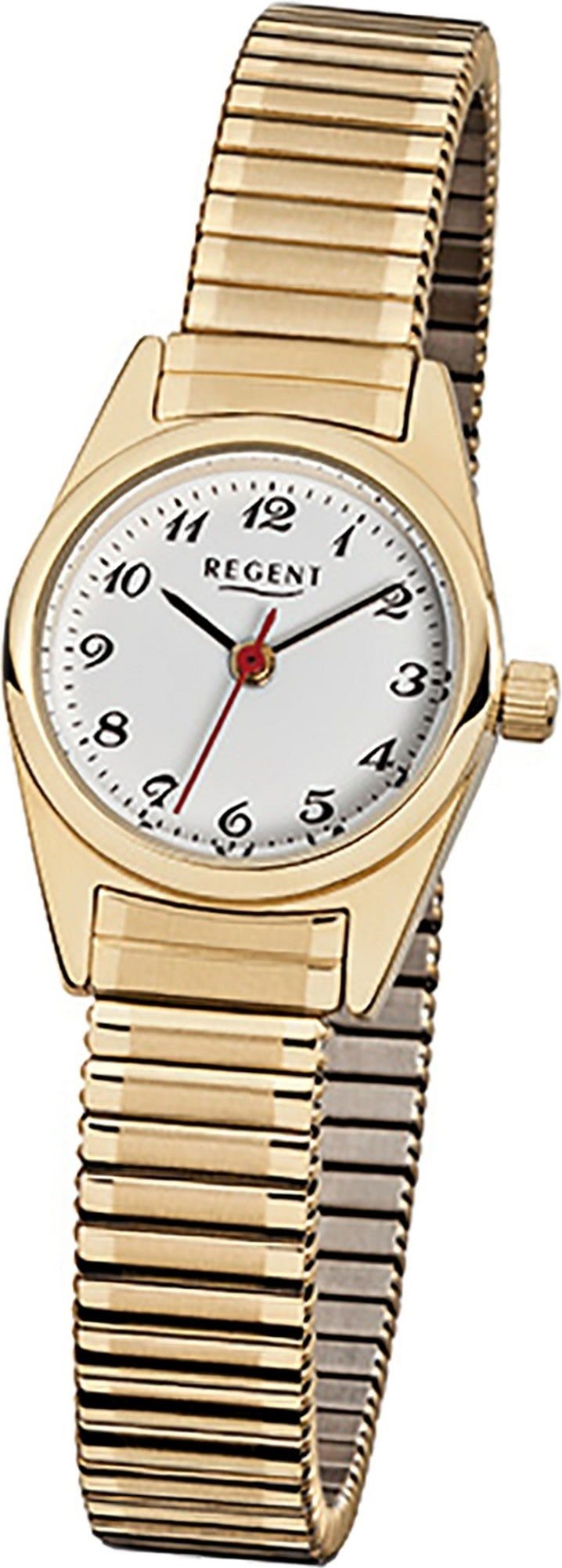 Regent Quarzuhr Regent Stahl Damen Uhr F-271 Quarzuhr, Damenuhr Edelstahl, ionenplattiert rundes Gehäuse, klein (ca. 22mm) | Quarzuhren