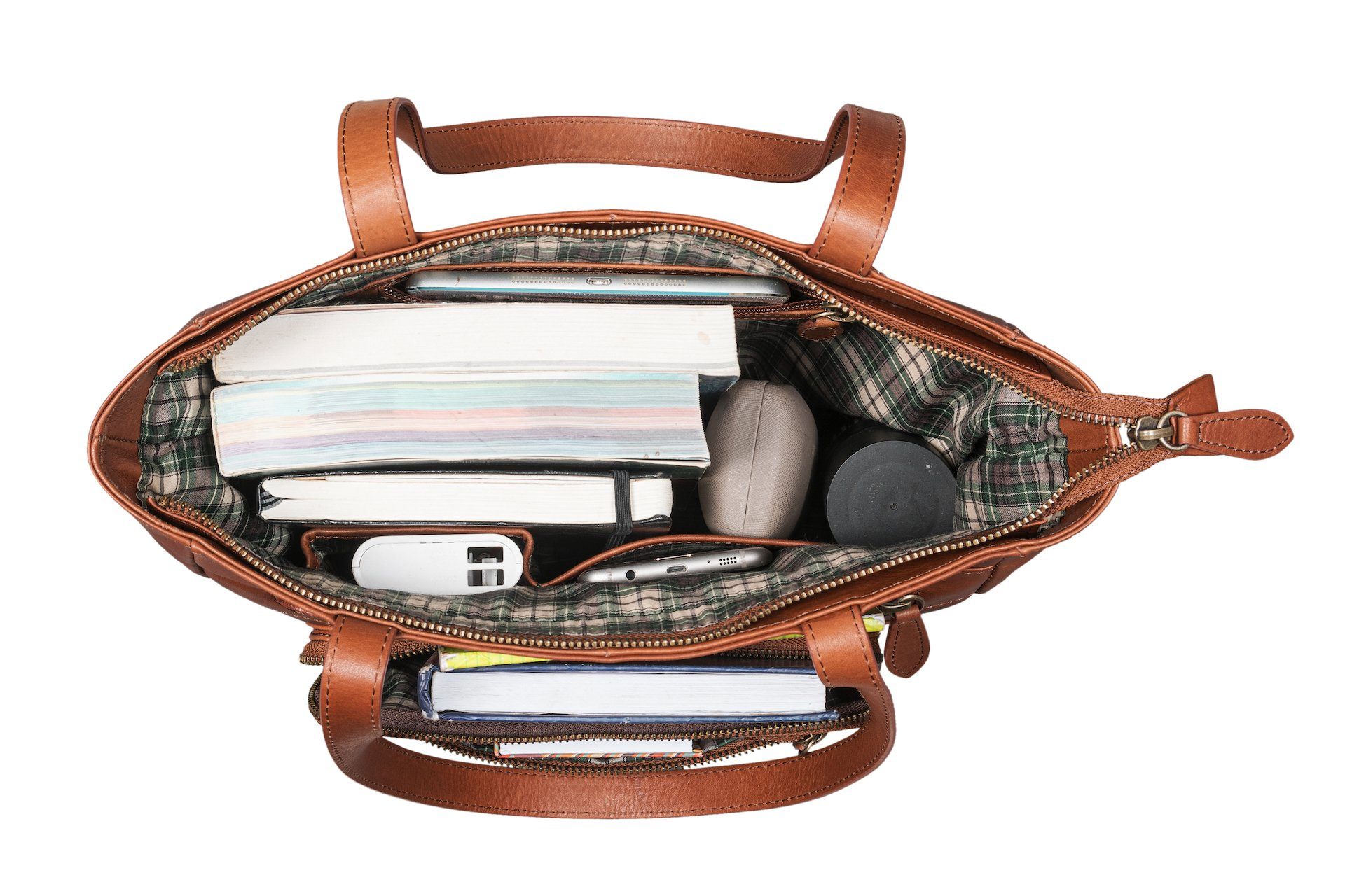 Benthill Shopper Damen Echt Leder Handtasche Tasche Schultertasche Vintage Umhängetasch, Reißverschlussfach – Bild 3 von 5
